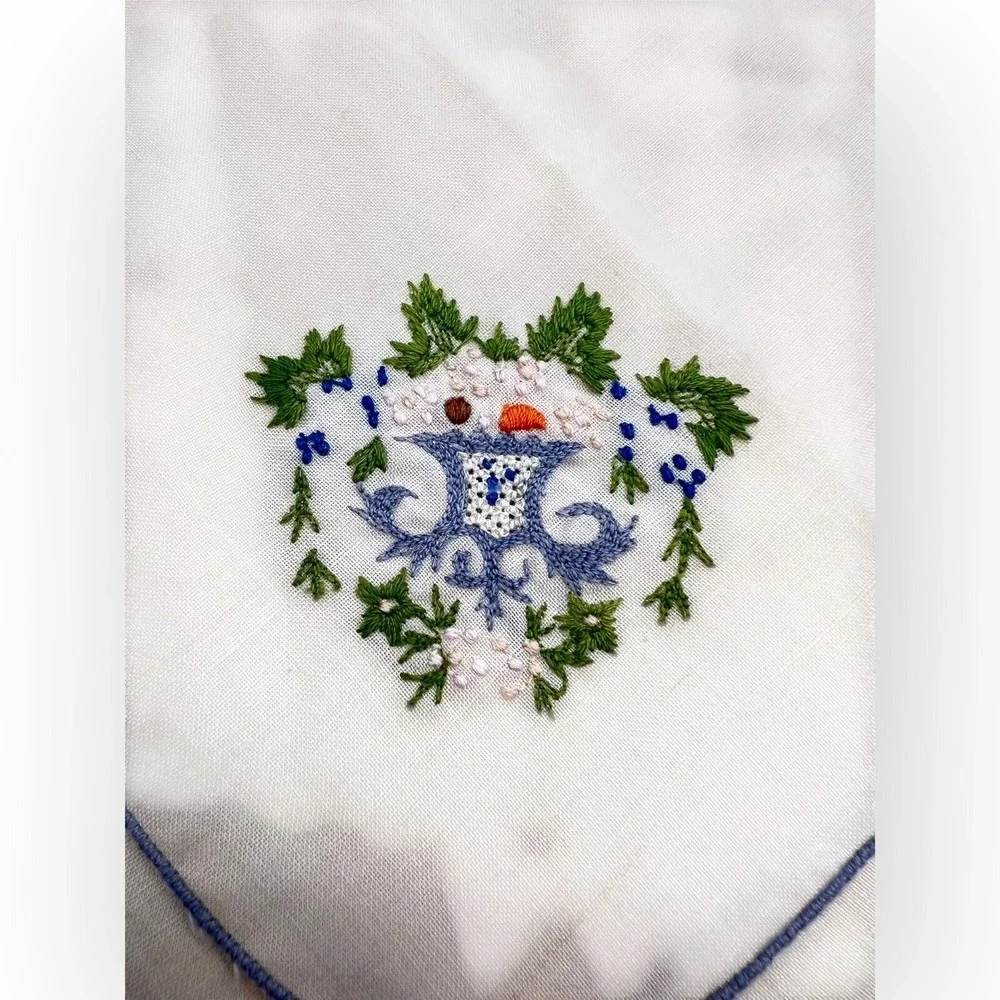 Vintage Set Of 2 Linen Embroider‎ Napkins  15